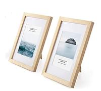 Spydge 2 Pièces Cadres Photo Couleur Bois Cadres Photo Cadres en Bois de Pin Véritable Pour Art Mural ou Dessus de Table avec Feuille de Plexiglas Transparent