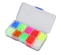 SPYMINNPOO 1000 Pièces/boîte de Perles de Pêche Ensemble Assorti, Plastique Rond Lueur Pêche Plate-Forme Perles Matériel de Pêche Leurres Outils Accessoire