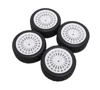SPYMINNPOO 4PCS 1 10 RC Rallye Pneus De Voiture, 70mm Anti Slip Labyrinthe Motif Pneu Roue Jante Ensemble, pour TT01 XV02 et 94123 (White)