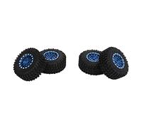 SPYMINNPOO 4PCS RC Tire and Wheels Section Aluminium Alloys Hub-Rubber Pneus pour SCX24, Installation Simple, 1/24 RC-Auto-Replacement Pièce, RC Tire de Haute qualité (Blue)