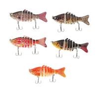 SPYMINNPOO 5pcs Bâtiment Dur de Lance de Pêche Multi-articulations avec 7 Segments de Natation Réaliste des Crochets Haute Performance pour Les Bassins d'eau Salée Douce Perchoir la Truite de