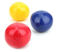 SPYMINNPOO Balle de Jonglage en Cuir PU avec Sac en Filet, Lot de 3 Balles Acrobatiques Souples pour Accessoires de Scène et flexibilité des Doigts, Rouge, Bleu, Jaune