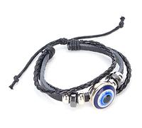 SPYMINNPOO Bracelet Blue Evil's Eye pour Hommes, Charmant Bijoux en Cuir tissé à la Main pour les Boîtes de Nuit, les Fêtes et les Mariages