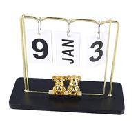 SPYMINNPOO Calendrier à Rabat en Bois et Métal, Petit Ours, Calendrier de Bureau Perpétuel Réutilisable, Décoratif pour le Bureau, la Maison, le Dortoir (Balançoire noire)