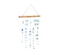 SPYMINNPOO Carillon éolien fabriqué à la Main en Verre de Mer et en Bois pour Une Décoration de Jardin Extérieure Relaxante 13,93 Oz pour Le Patio de la Maison