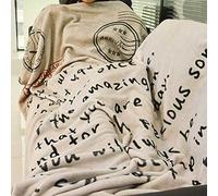 SPYMINNPOO Couverture Brodée avec Lettres Françaises pour Mon Fils et Ma Fille, Couverture en Flanelle Douce pour Regarder la Télévision (2)