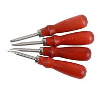 SPYMINNPOO Ensemble de 4 Coupe-bordures en Cuir avec Manche en Bois pour la Coupe Artisanale du Cuir, Outil Portable, Têtes Biseautées en Acier pour une Belle du