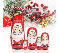 SPYMINNPOO Ensemble de Poupées Gigognes de Noël Peintes à la Main, Poupées Matriochka Traditionnelles du Père Noël pour la Décoration de, Gigognes Russes en Bois pour Enfants, Jouet et Cadeau