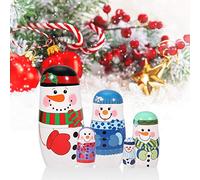 SPYMINNPOO Ensemble de Poupées Gigognes de Noël Peintes à la Main, Poupées Matriochka Traditionnelles du Père Noël pour la Décoration de, Gigognes Russes en Bois pour Enfants, Jouet et Cadeau