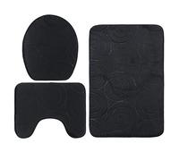 SPYMINNPOO Ensemble de Tapis de Salle de Bain Doux et Confortable Absorbant l'eau, pour Toilettes, Ensemble de Tapis Absorbants pour Adultes, Fibre de Polyester (3 pièces) (Black)