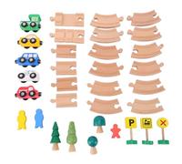 SPYMINNPOO Ensemble de Trains en Bois, Bloc de Construction de Piste de Construction, Assemblage de Jouets de Voiture de Piste avec Rangement Facile à Assembler, Jeu Scolaire à Domicile