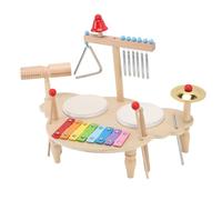 SPYMINNPOO Ensemble D'instruments de Musique bébé, Jouet à Percussion en Bois avec Tambour Glockenspiel Chime Bell & Cymbal