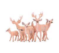 SPYMINNPOO Figurines de Cerf à Queue Blanche, Sculpture de Cerf Réaliste pour Décoration de Gâteau et Jeu Imaginatif, pour Fête D'anniversaire D'enfants, 6 Pièces
