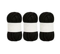 SPYMINNPOO Fil Spaghetti Doux et Brillant, 5 Pièces, Fil de Tapis de Couleur Vive pour le Crochet, 0,8 Pouces de Large, Coton Respectueux de la Peau, Bricolage (BLACK)