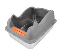 SPYMINNPOO Grand Bac à Litière pour Chat en Acier Inoxydable, Facile à Nettoyer, à Bords Hauts pour Un Environnement de Vie Confortable pour Les Grands Chats (Gris foncé)