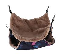 SPYMINNPOO Hamac Chaud Double Couche, Sac de Couchage Doux à Suspendre en Forme D'écureuil pour Hamster, Lapin en Polyester en Peluche, Petit Animal de Compagnie Facile à Installer, Divertissement