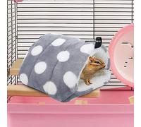 SPYMINNPOO Hamac Chaud pour Hamster, Lit Suspendu pour Petits Animaux de Compagnie, Accessoire de Nid Doux et Confortable pour Petits Animaux, Flanelle Grise à Gros Points, Matériau en Velours Shu,