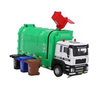 SPYMINNPOO Jouet de Camion à Ordures, Camion de Recyclage en Alliage à L'échelle 1:50 avec Son et Lumière, Couvercle Relevable et Couvercle Arrière Ouvrable, pour Enfants de 6 Ans et Plus