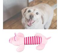 SPYMINNPOO Jouet en Peluche pour Chien Qui Couine, Animal rayé Mignon avec 4 Pattes pour Chien de Compagnie, Nettoyage des Dents de Chat, Jeu Intérieur et Extérieur (Cochon)