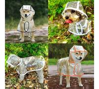 SPYMINNPOO Manteau Imperméable pour Chien, Matériau en PVC Transparent, Fermeture à Bouton Réglable, Protection Complète pour Chiens de Petite et Moyenne Taille Marchant sous la Pluie (White #76)