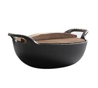 SPYMINNPOO Marmite en Fonte, Four Hollandais en Fonte Pure avec Corps Double épaissi, Faitout de 10,63 Pouces pour Griller, Fumer et Faire Fondre le Beurre (BLACK)