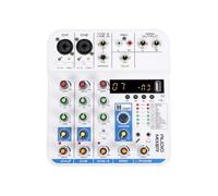 SPYMINNPOO Mélangeur de Son 4 Canaux, DSP Digital Reverb USB BT Module MP3 Entrées XLR 6,35 Mm 3,5 Mm Alimentation Fantôme 48 V pour Diffusion en Direct à Domicile KTV Karaoké (WHITE)