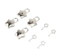 SPYMINNPOO Mini Cadenas de Coffre au Trésor avec lliage de Zinc Solide, Cadenas Portable pour Couple pour Cérémonie D'amour, Lot de 4 Mini pour Journal Intime, Livre, Sac à Main (SILVER)