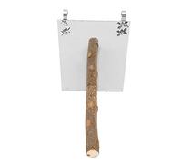 SPYMINNPOO Miroir à Oiseaux en Acier Inoxydable de Haute qualité avec Tige de Support en Bois, Accessoire de Cage à Oiseaux de Fabrication Professionnelle, Miroir à Perroquets pour Un Grand Plaisir