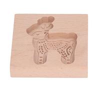 SPYMINNPOO Moule à Biscuits en Bois sculpté, Beau Tampon de Presse à Biscuits en Relief pour, Pain D'épices, Facile à Nettoyer, pour la Famille et les Amis, Bois de Hêtre (Cerf)