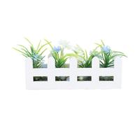 SPYMINNPOO Parterre de Fleurs Miniature pour Maison de Poupée, Décoration de Jardin de Plantes en Pot pour Maison de Poupée, Bois de Bouleau et Plastique, 8x2x3cm (Bleu Blanc)