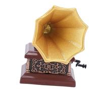 SPYMINNPOO Phonographe Miniature, Mini Boîte à Musique Gramophone Rétro, Décor Vintage Artisanal en Résine pour Maison de Poupée, Chambre à Coucher et Salon