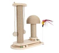 SPYMINNPOO Poteau à Gratter Interactif pour Chat, Grand Chaton, Jouet D'intérieur, Base Stable, Piste de Balle, Matériau en Pin pour la Maison (Plateau tournant Ovale en Forme de Champignon)