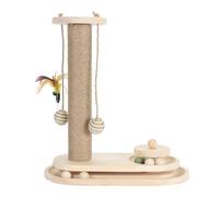 SPYMINNPOO Poteau à Gratter Interactif pour Chat, Grand Chaton, Jouet D'intérieur, Base Stable, Piste de Balle, Matériau en Pin pour la Maison (Plateau tournant Ovale)