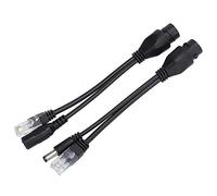 SPYMINNPOO Séparateur POE étanche Non Standard, Longue Durée de Vie, Haute fiabilité pour Réseau de Bureau à Domicile, Paquet de 2 DC 12V 10/100Mbps (Black)