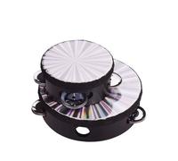 SPYMINNPOO Tambourin en Bois, Percussion à Main de 4 Pouces avec Tête de Tambour Réfléchissante pour Enfants, éducation Musicale, Divertissement de Fête (Black #-6)