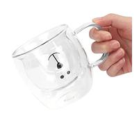 SPYMINNPOO Tasse à café en Verre en Forme D'ours à Double Paroi pour la Maison et le Bureau, Tasse à Boire Mignonne et de 8,5 Oz pour la Saint-Valentin et un Cadeau D'anniversaire