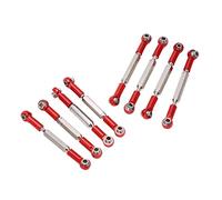 SPYMINNPOO Tige de Traction de Liaison Servo en Alliage D'aluminium 8 Pièces, Liaison de Direction Réglable en Métal pour Voiture RC, avec Aspect texturé amélioré, Convient pour WPL C14 C24 (Rouge)