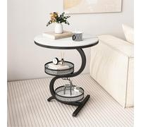 SPYQKHSH Table Basse à 2 Niveaux avec étagère de Rangement, Table d'appoint Ronde Moderne avec Cadre en métal for Salon et Chambre à Coucher(C,55x60cm)
