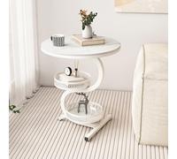 SPYQKHSH Table Basse à 2 Niveaux avec étagère de Rangement, Table d'appoint Ronde Moderne avec Cadre en métal for Salon et Chambre à Coucher(A,45x60cm)