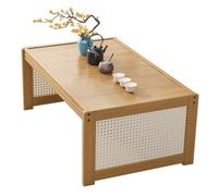 SPYQKHSH Table Basse Japonaise en Bambou Massif, Table Basse Portable, idéale for Baie vitrée, Tatami, Salon de thé, Balcon, Salon ou extérieur(B,60x38x25cm)