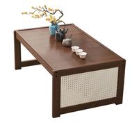 SPYQKHSH Table Basse Japonaise en Bambou Massif, Table Basse Portable, idéale for Baie vitrée, Tatami, Salon de thé, Balcon, Salon ou extérieur(A,60x38x25cm)