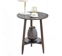 SPYQKHSH Table Basse Ronde en Bois, Table d'appoint Moderne à 2 Niveaux avec étagère de Rangement Ouverte, for Chambre, Balcon, Salon(A)