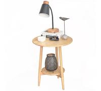 SPYQKHSH Table Basse Ronde en Bois, Table d'appoint Moderne à 2 Niveaux avec étagère de Rangement Ouverte, for Chambre, Balcon, Salon(B)