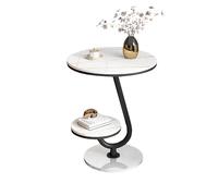 SPYQKHSH Table d'appoint Ronde à 2 Niveaux avec étagère de Rangement, Table d'angle avec Cadre en métal et Base en marbre, for Salon et Chambre à Coucher(F,50x60cm)