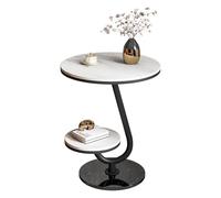 SPYQKHSH Table d'appoint Ronde à 2 Niveaux avec étagère de Rangement, Table d'angle avec Cadre en métal et Base en marbre, for Salon et Chambre à Coucher(A,45x60cm)