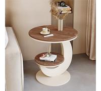 SPYQKHSH Table d'appoint Ronde à 2 Niveaux avec étagère de Rangement, Table de canapé en Bois avec Cadre en métal for Salon, Chambre et Petits espaces(B,50x60cm)