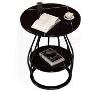 SPYQKHSH Table d'appoint Ronde Moderne, Table Basse à 2 Niveaux avec Faux marbre Blanc et Pieds en métal doré, Table d'appoint intérieure et extérieure for Salon et Chambre à Coucher(F,50x61cm)