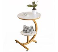 SPYQKHSH Table d'appoint Ronde Nordique à 2 Niveaux avec étagère de Rangement Ouverte, Table de Chevet Moderne avec Structure en métal, for Bureau, Salon et Chambre.(A,55X60CM)