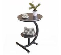 SPYQKHSH Table d'appoint Ronde Nordique à 2 Niveaux avec étagère de Rangement Ouverte, Table de Chevet Moderne avec Structure en métal, for Bureau, Salon et Chambre.(B,50X60CM)
