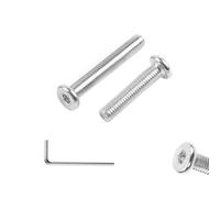 SpzcdZa Lot de 30 vis à tête plate hexagonale M6 x 35 mm pour meubles, lits de bébé, lits superposés, filetage complet, oxyde noir (avec clé hexagonale)